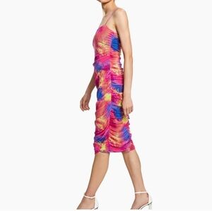 BAR III Women's Wave Printed Ruched Shift Dress | SZ L